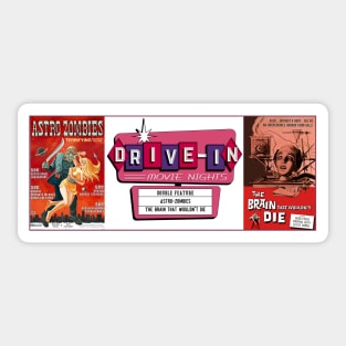 Drive-In Double Feature - The Brain that Wouldn't Die & Astro-Zombies Sticker